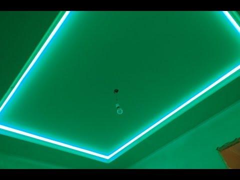 Монтаж светодиодной ленты RGB Двухуровневые потолки из гипсокартона с подсветкой Контроллер Rgb