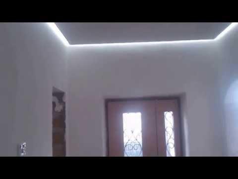 Процесс изготовления Гипсокартонного парящего потолка со скрытым освещением светодиодной лентой